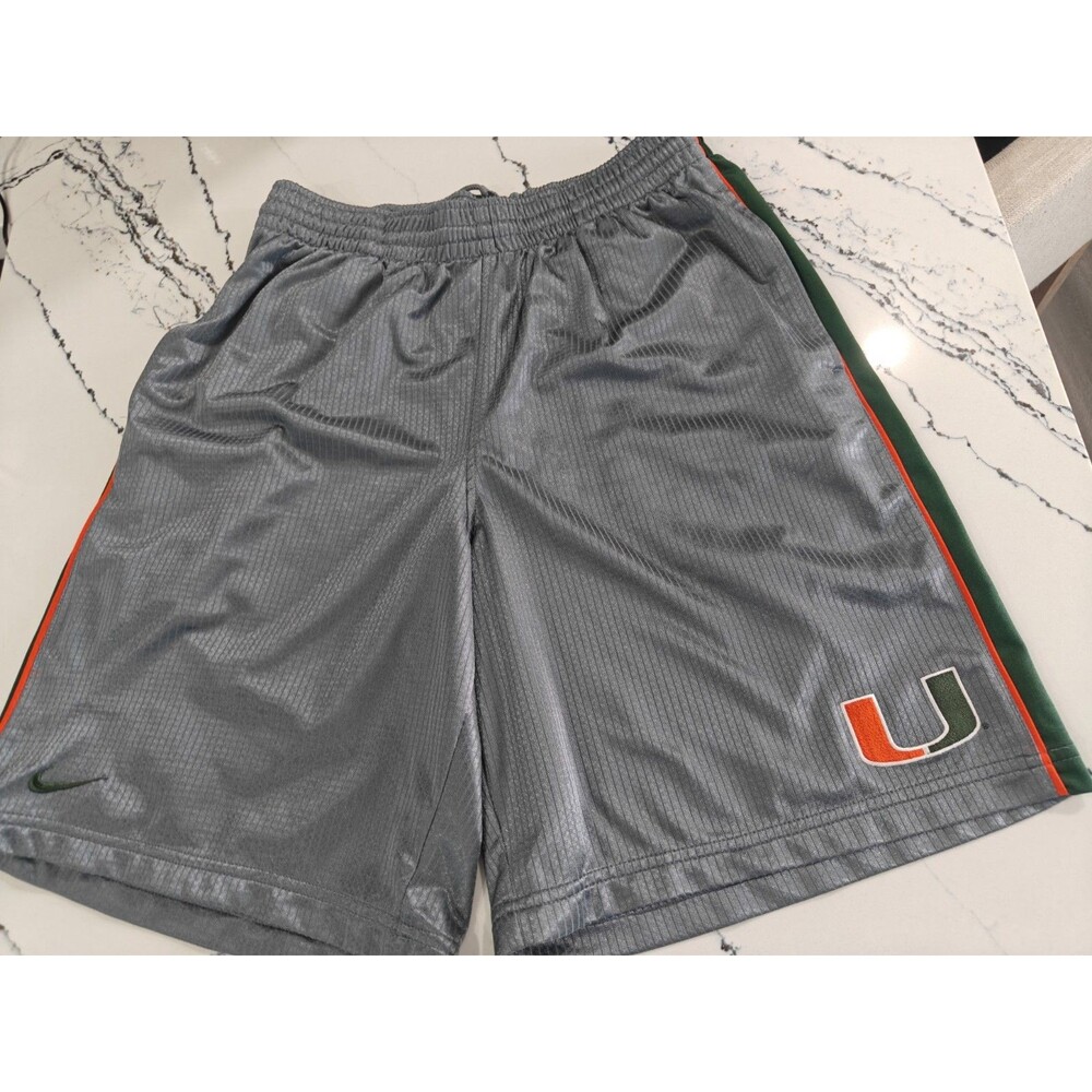 Nike Team University Of Miami Hurricanes Team Shorts Mens M Grey Orange Green